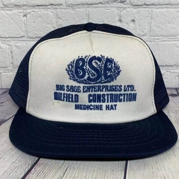 Vintage BSE Big Sage Enterprises Ltd. Oilfield Construction Medicine Trucker Hat - Picture 1 of 6